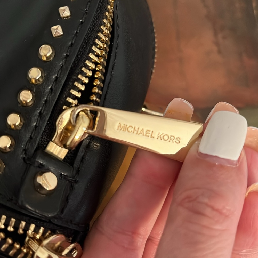 Michael Kors Black Mini Bag with Gold Accents - Picture 10 of 15